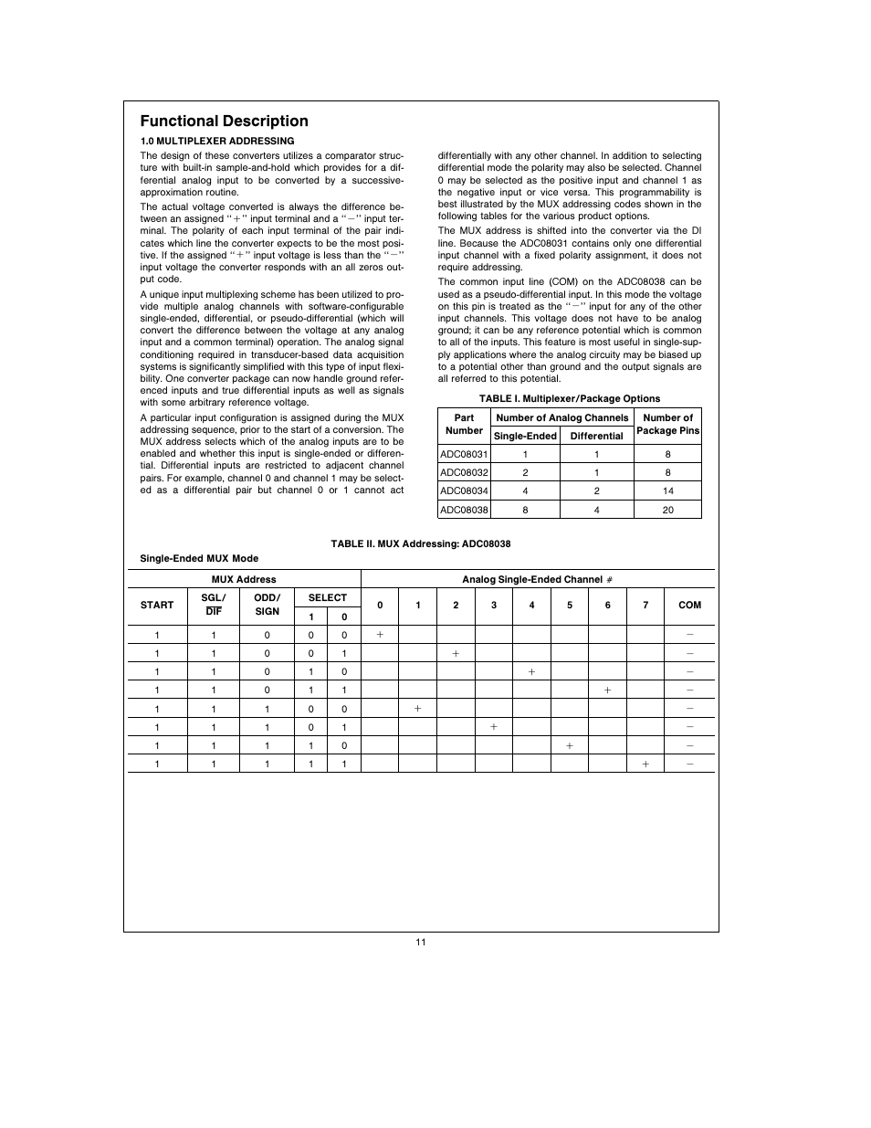 Functional description | Rainbow Electronics ADC08038 User Manual | Page 11 / 24