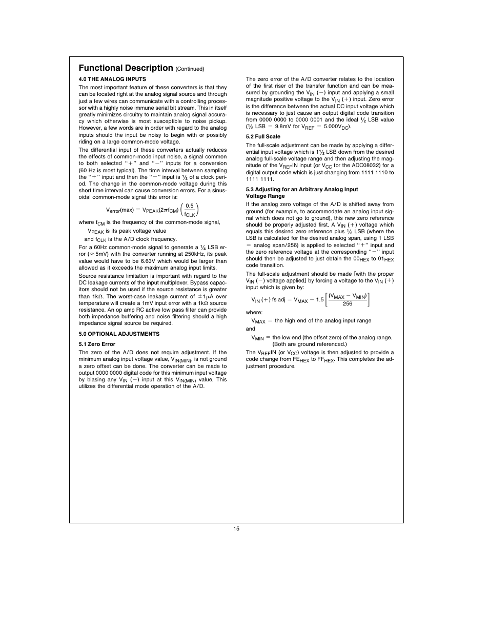Functional description | Rainbow Electronics ADC08038 User Manual | Page 15 / 24