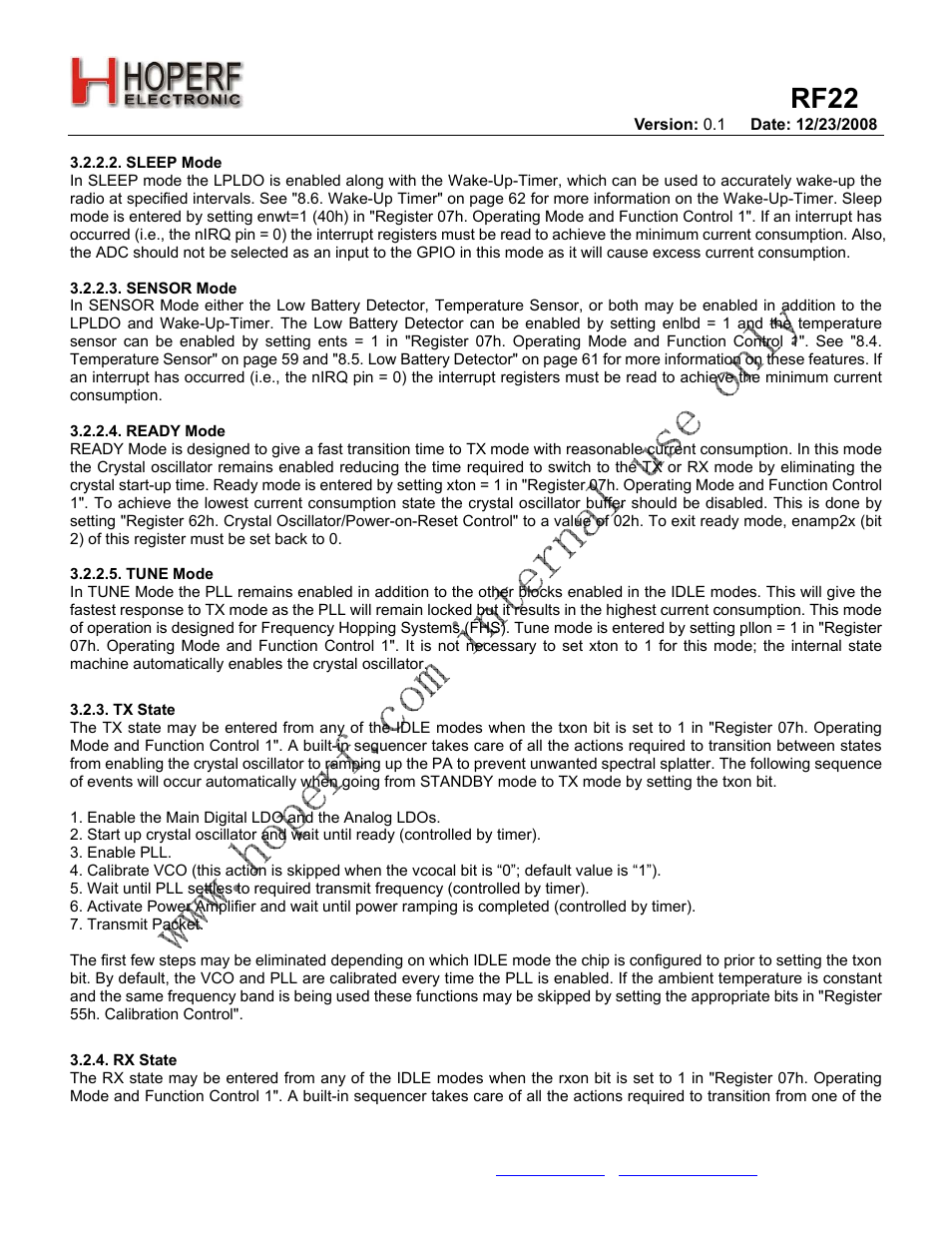 Rf22 | Rainbow Electronics RF22 User Manual | Page 11 / 92