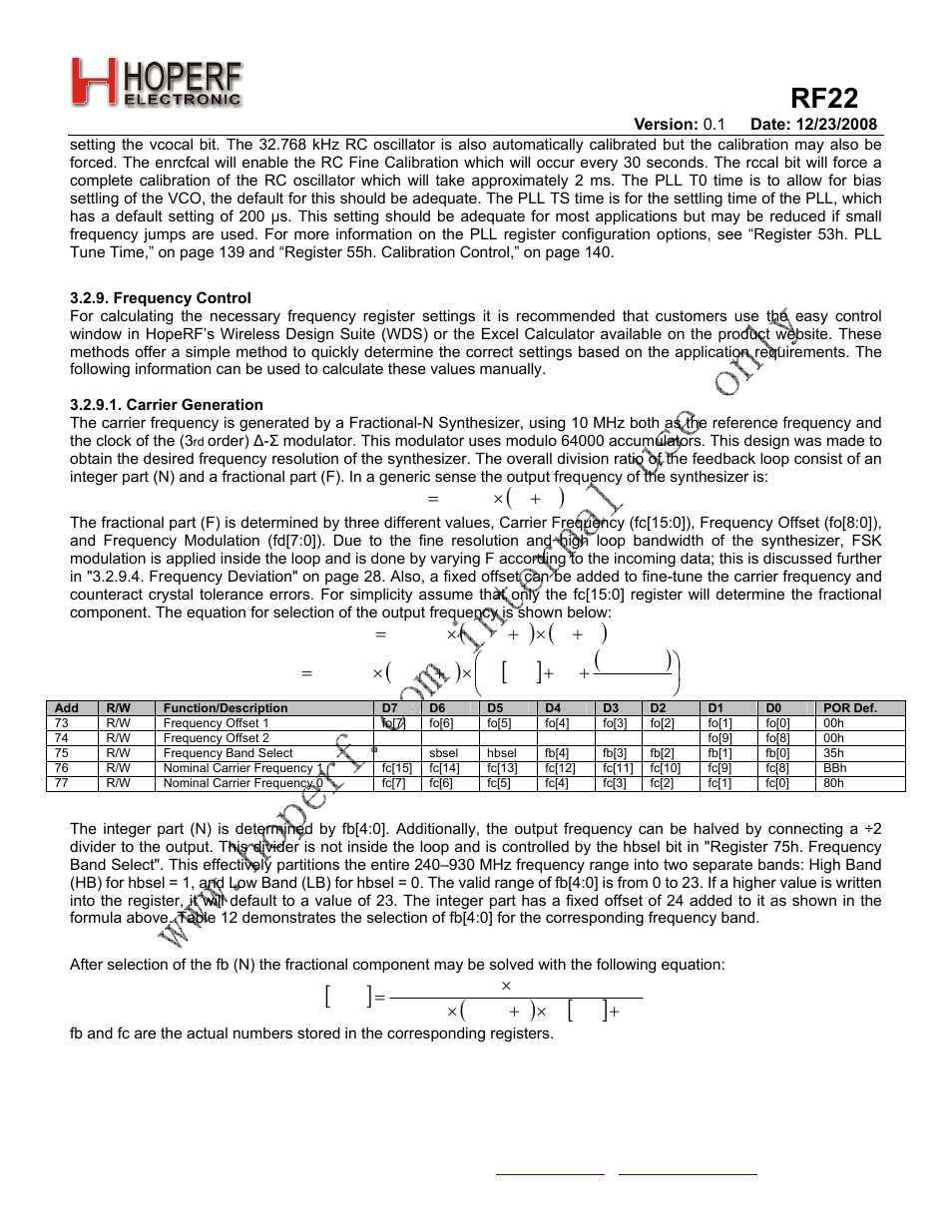 Rf22 | Rainbow Electronics RF22 User Manual | Page 13 / 92