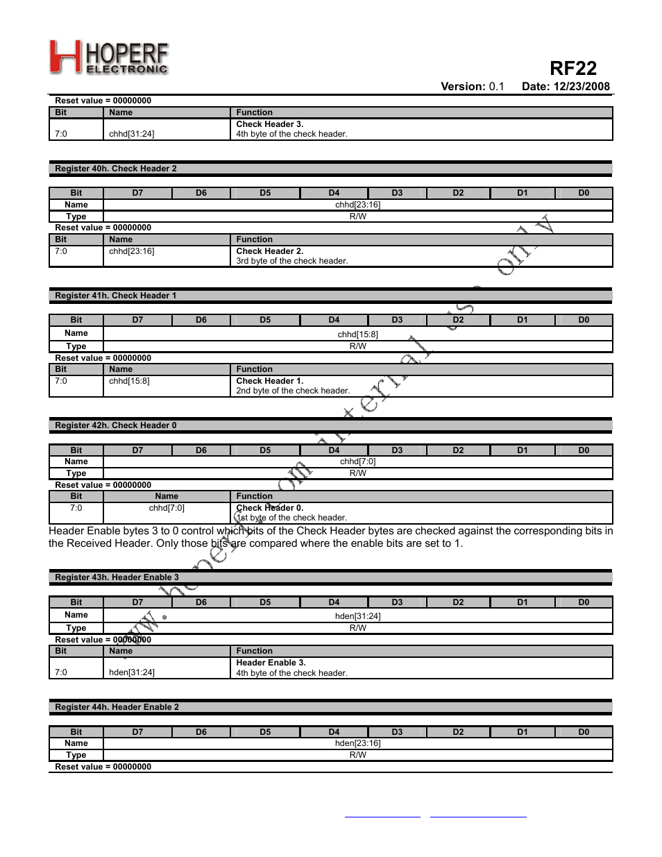 Rf22 | Rainbow Electronics RF22 User Manual | Page 73 / 92