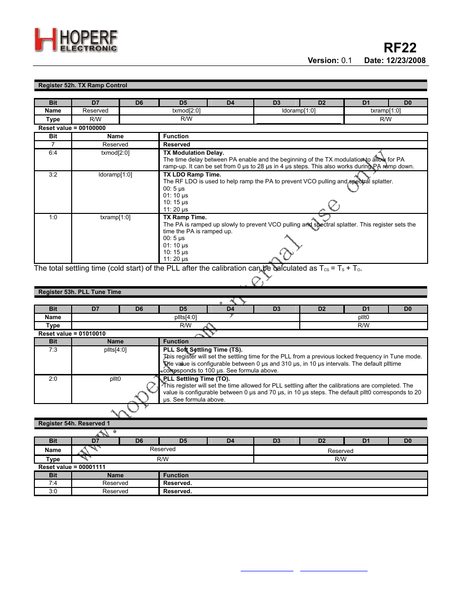 Rf22 | Rainbow Electronics RF22 User Manual | Page 78 / 92