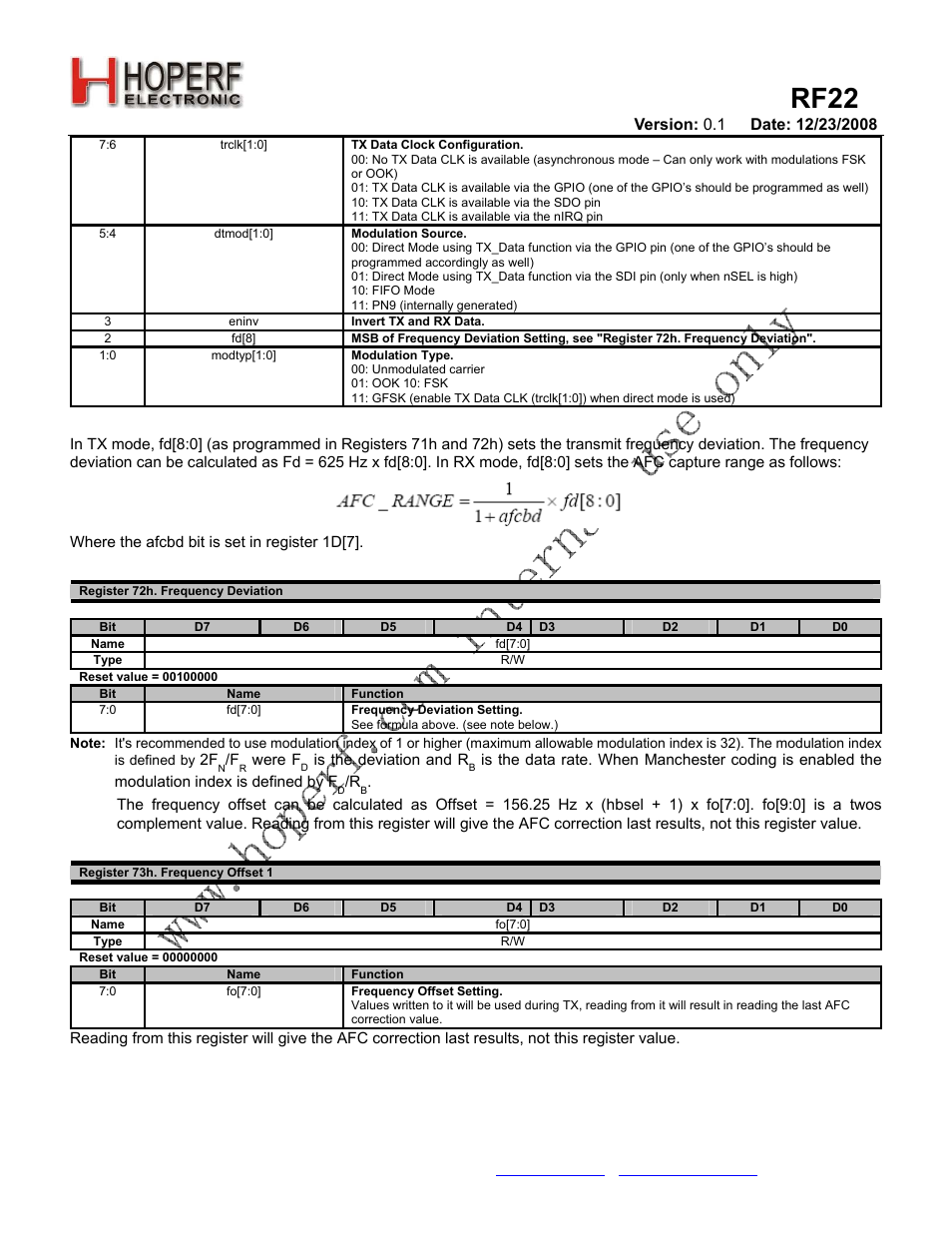 Rf22 | Rainbow Electronics RF22 User Manual | Page 87 / 92