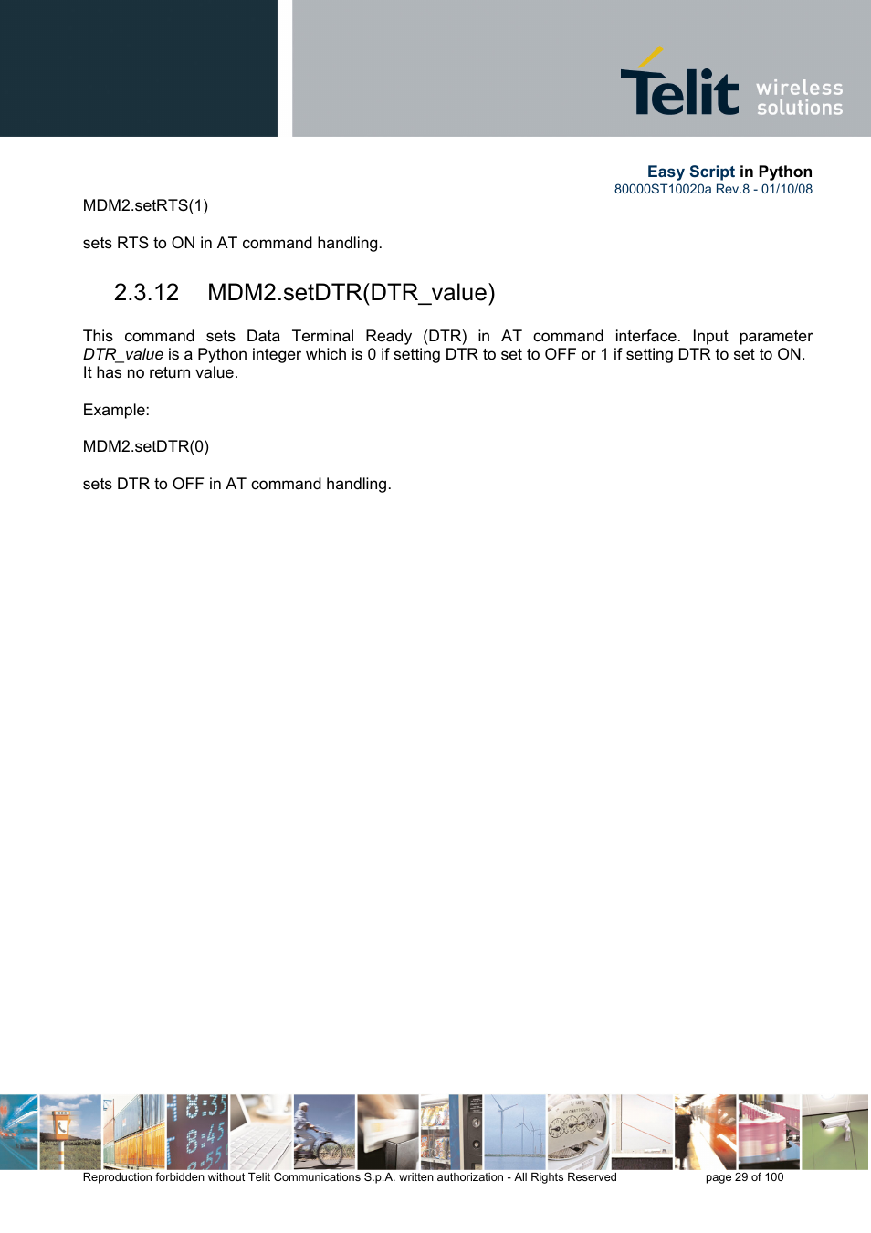 12 mdm2.setdtr(dtr_value) | Rainbow Electronics GM862-GPS User Manual | Page 29 / 100