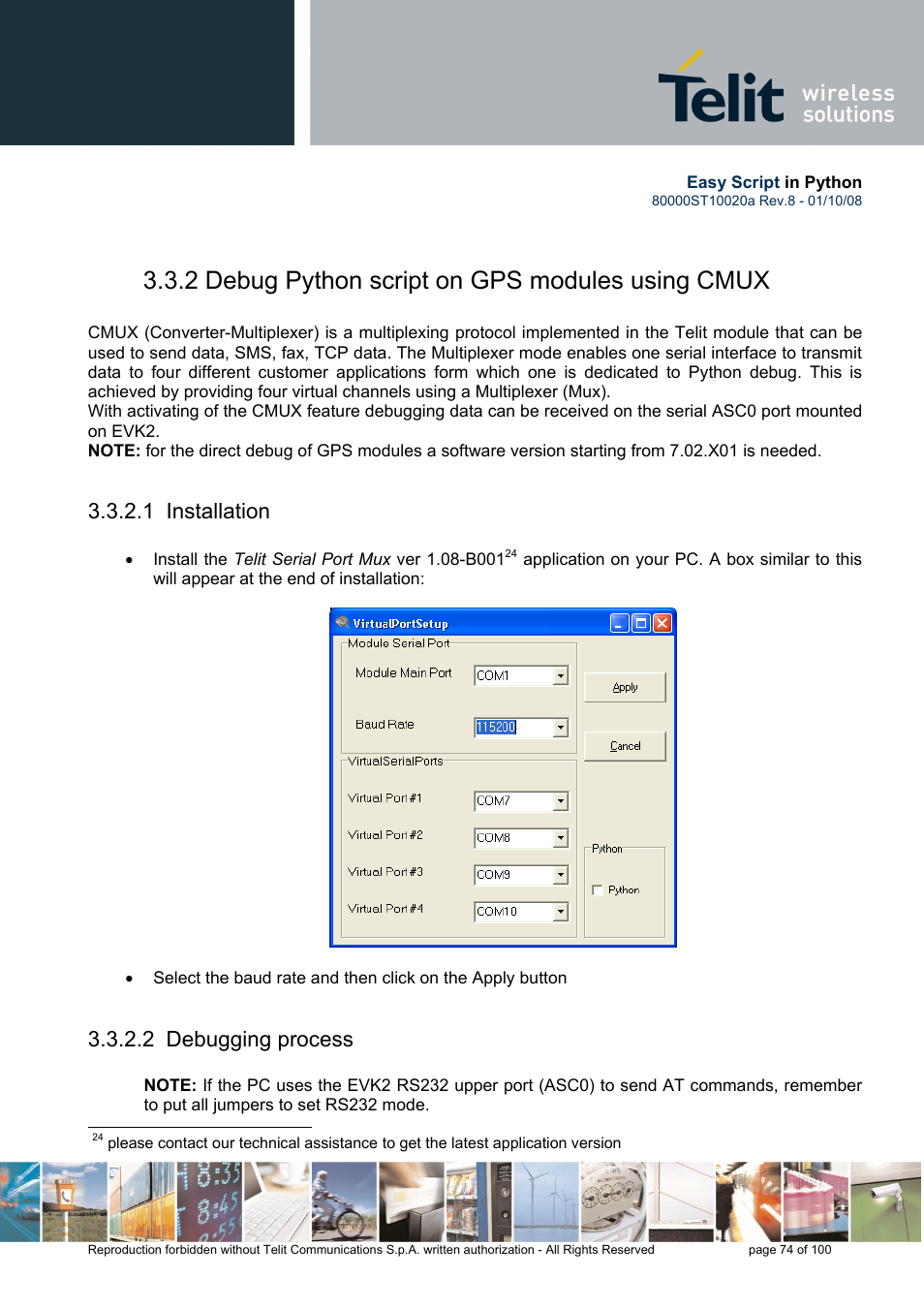 2 debug python script on gps modules using cmux, 1 installation, 2 debugging process | Rainbow Electronics GM862-GPS User Manual | Page 74 / 100