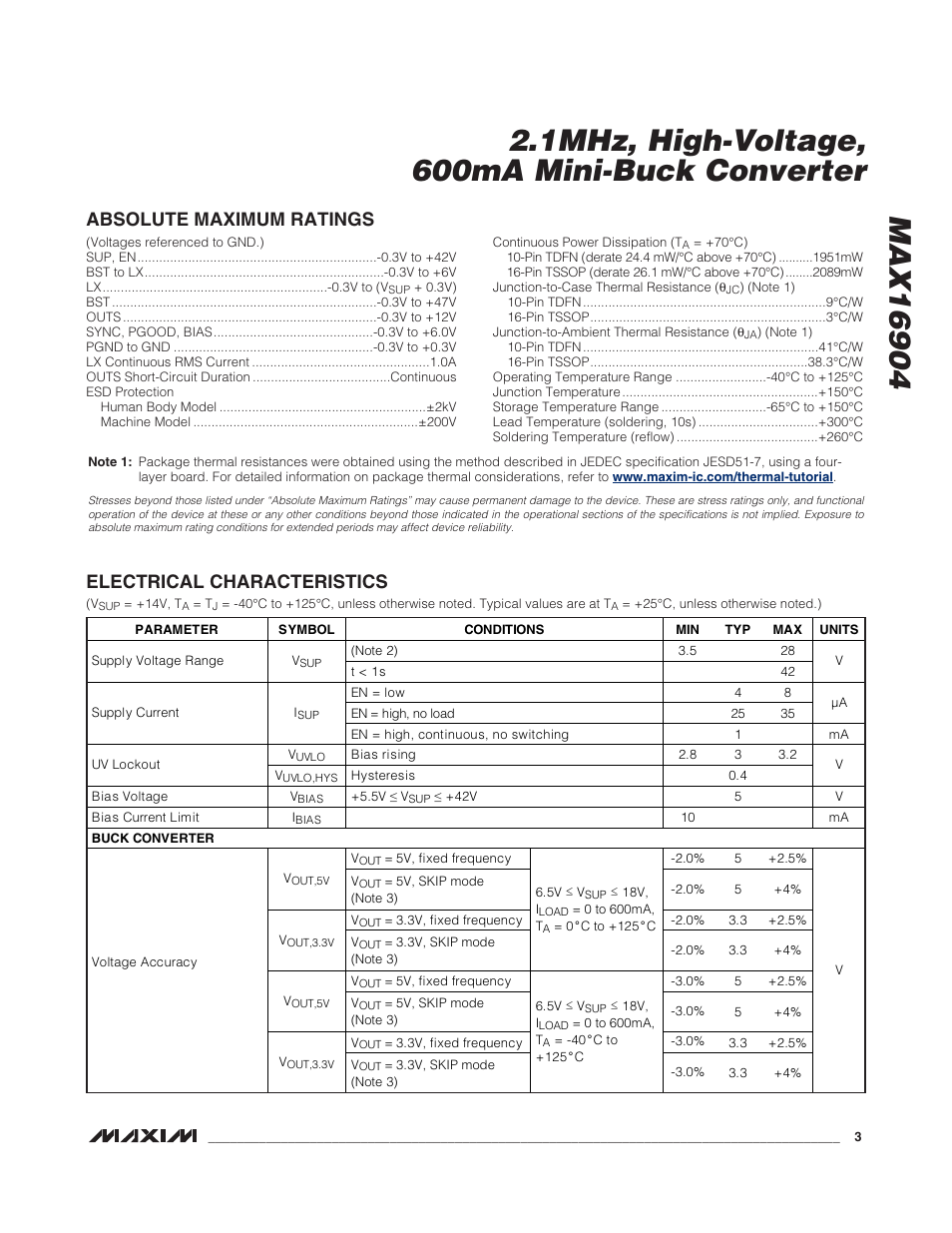 Rainbow Electronics MAX16904 User Manual | Page 3 / 13