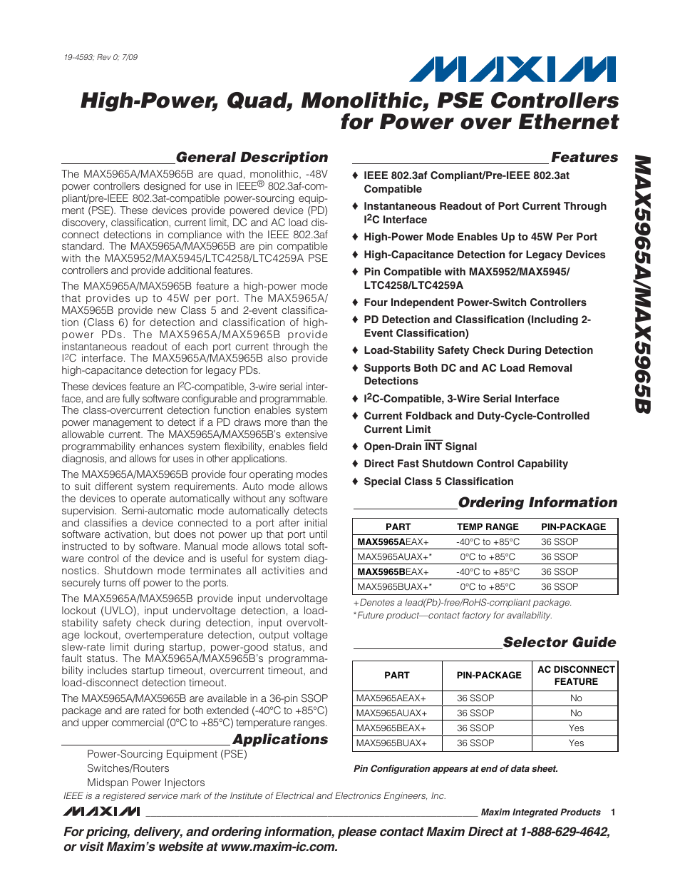 Rainbow Electronics MAX5965B User Manual | 52 pages