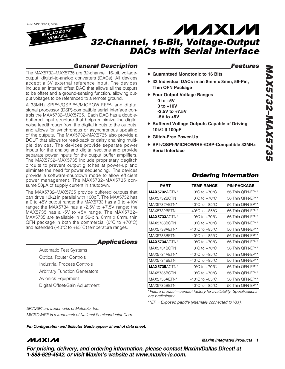 Rainbow Electronics MAX5735 User Manual | 26 pages