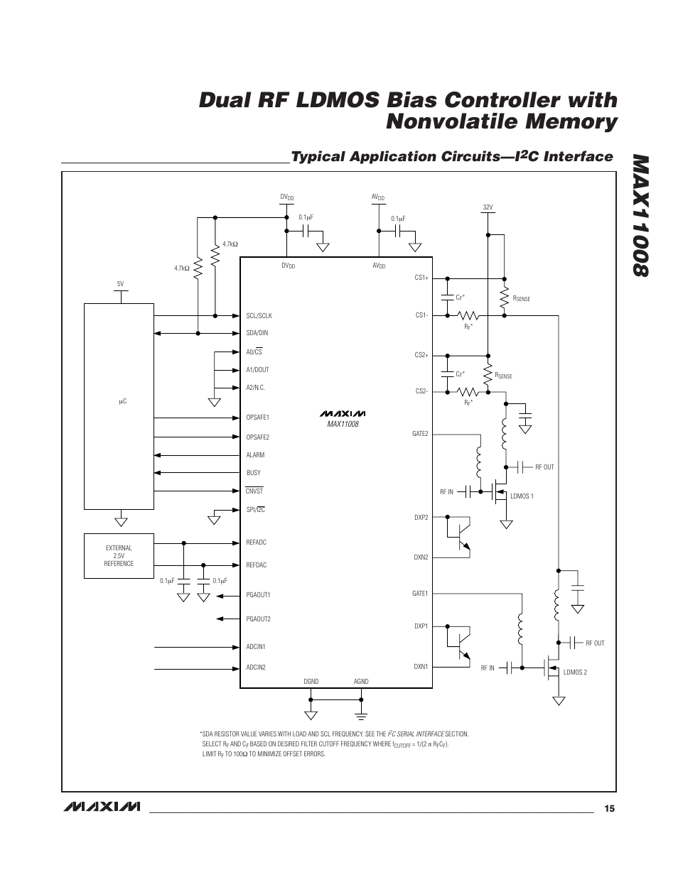Typical application circuits—i, C interface | Rainbow Electronics MAX11008 User Manual | Page 15 / 67