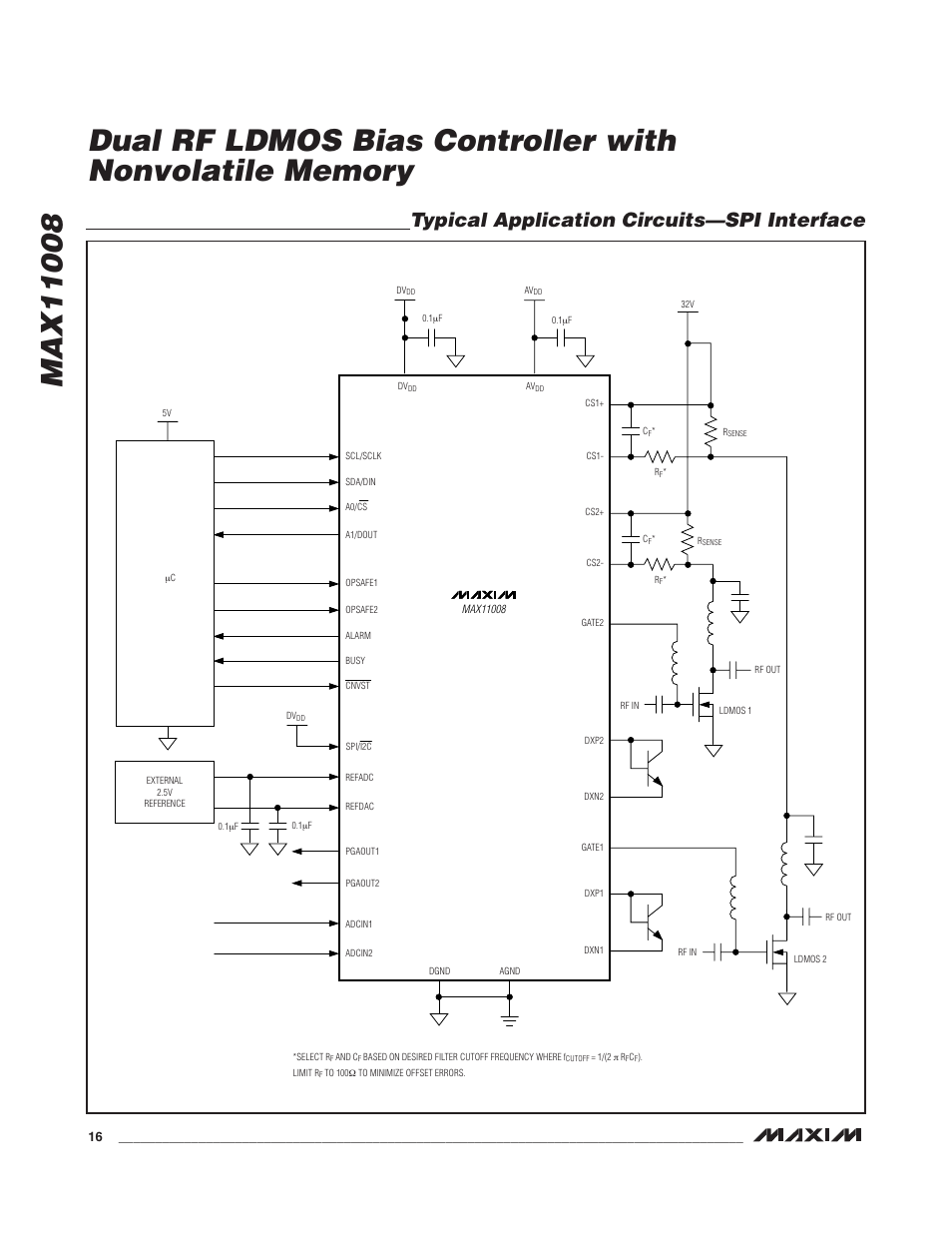 Typical application circuits—spi interface | Rainbow Electronics MAX11008 User Manual | Page 16 / 67