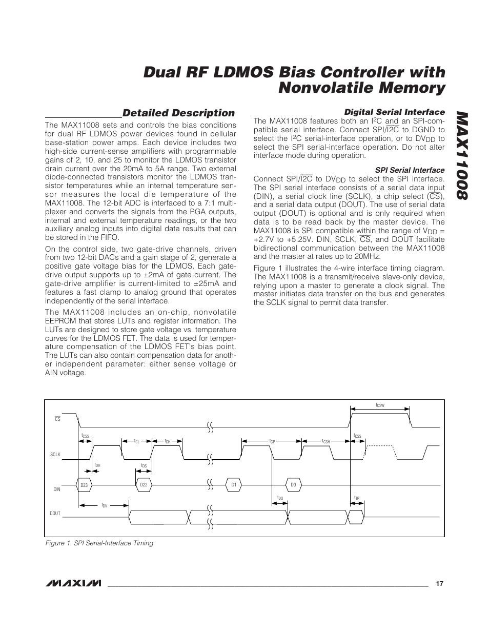 Detailed description, Digital serial interface | Rainbow Electronics MAX11008 User Manual | Page 17 / 67