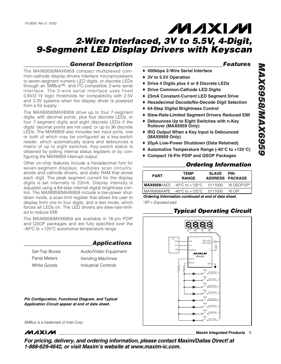 Rainbow Electronics MAX6959 User Manual | 19 pages