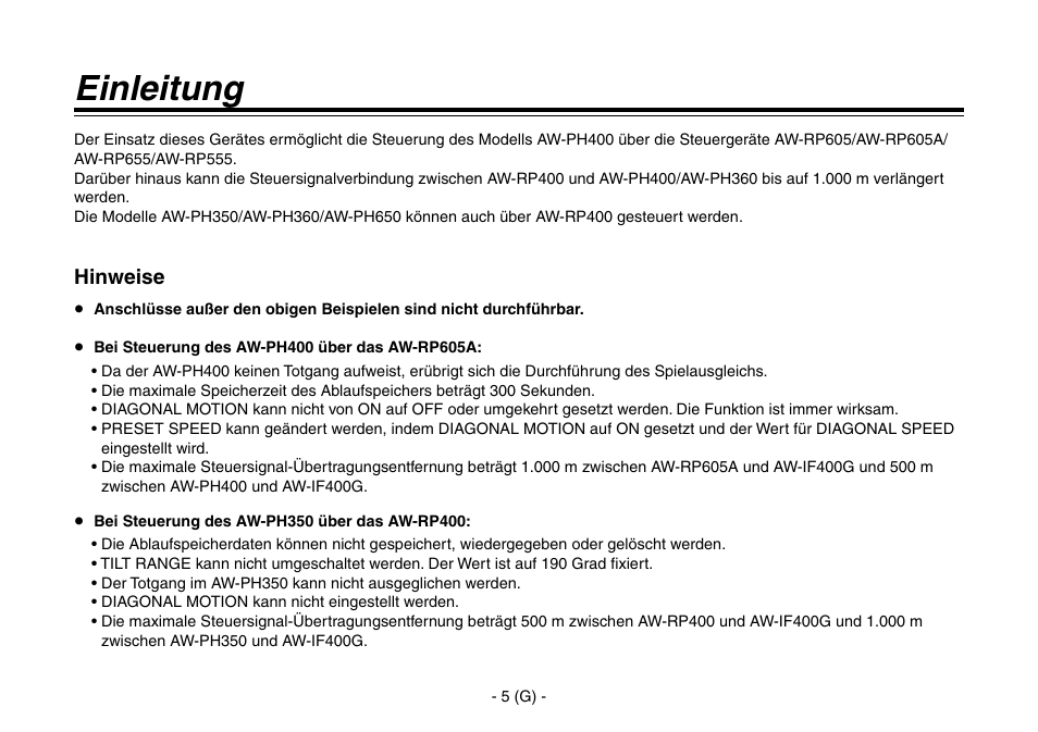 Einleitung | Panasonic AW-IF400 User Manual | Page 20 / 112