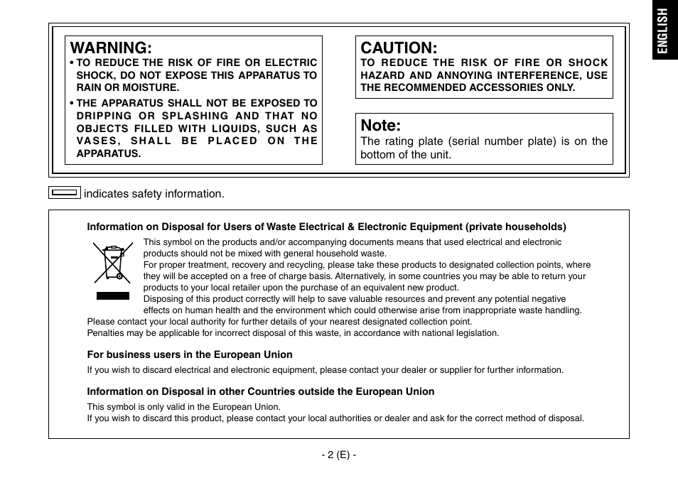 Caution, Warning | Panasonic AW-IF400 User Manual | Page 3 / 112