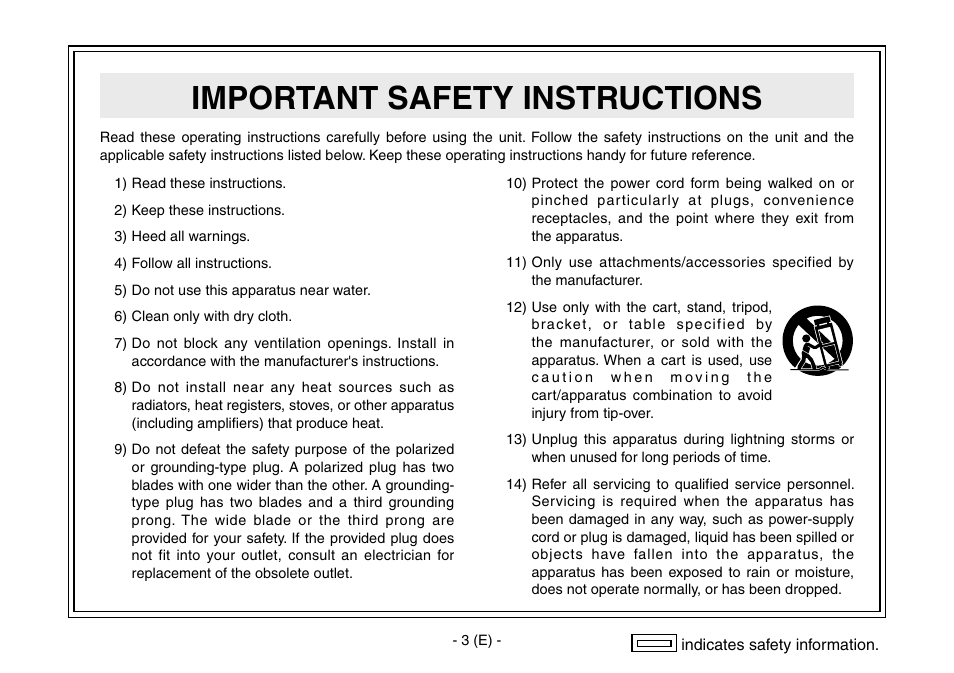 Important safety instructions | Panasonic AW-IF400 User Manual | Page 4 / 112