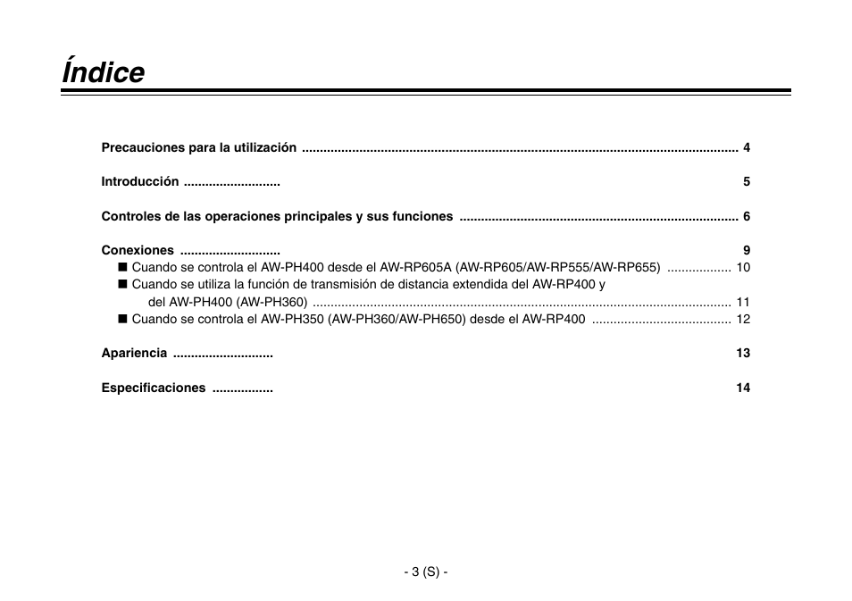 Índice | Panasonic AW-IF400 User Manual | Page 60 / 112