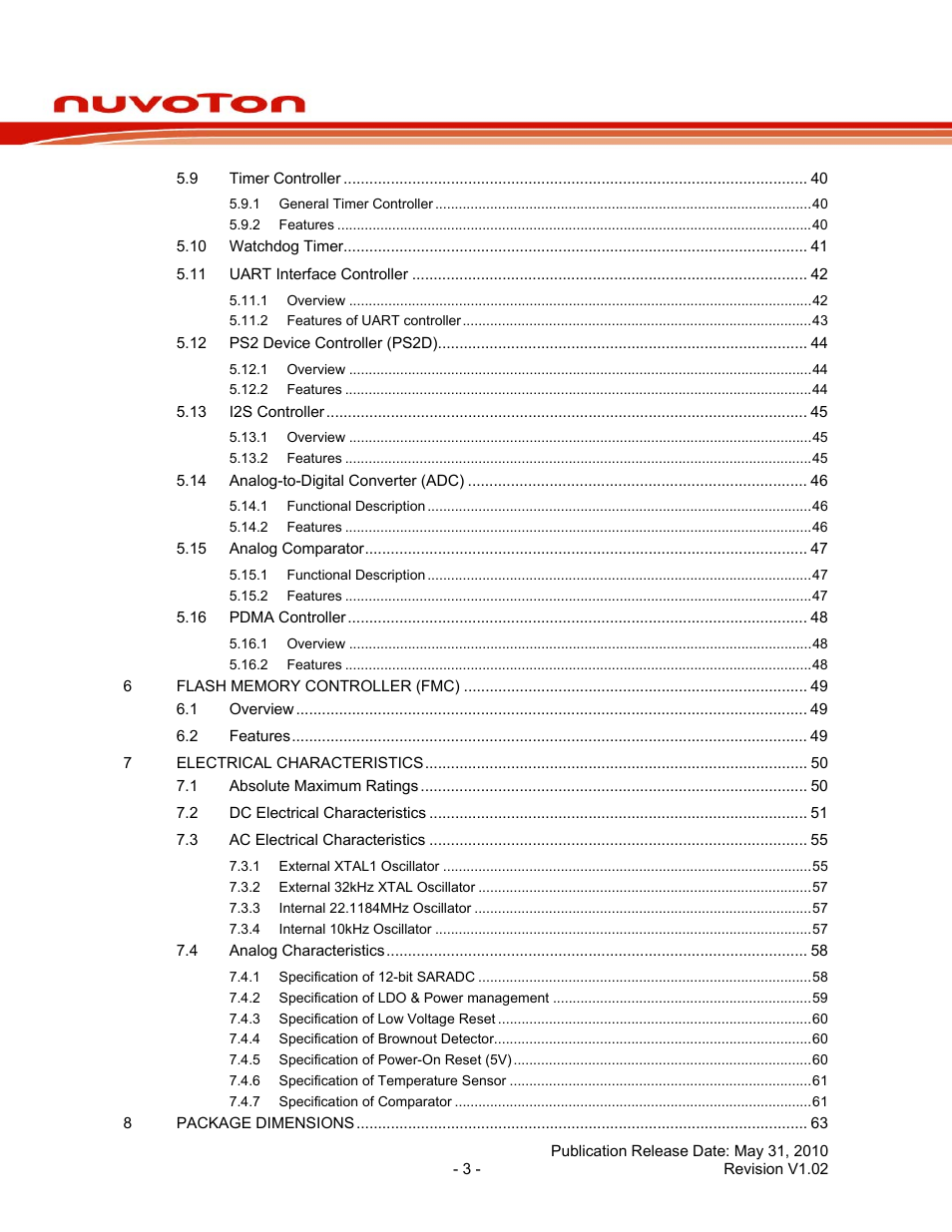 Nuc100 series data sheet | Rainbow Electronics NUC100 User Manual | Page 3 / 67