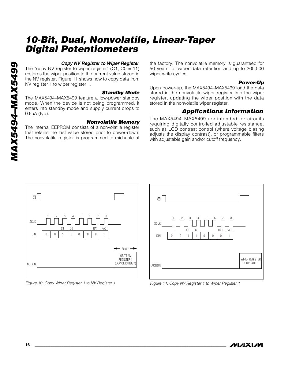 Applications information, Standby mode, Power-up | Rainbow Electronics MAX5499 User Manual | Page 16 / 20