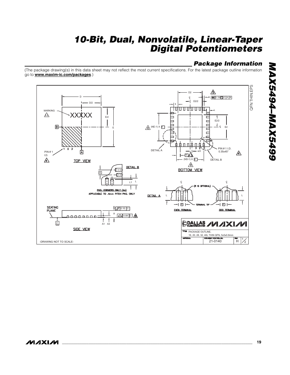 Package information | Rainbow Electronics MAX5499 User Manual | Page 19 / 20