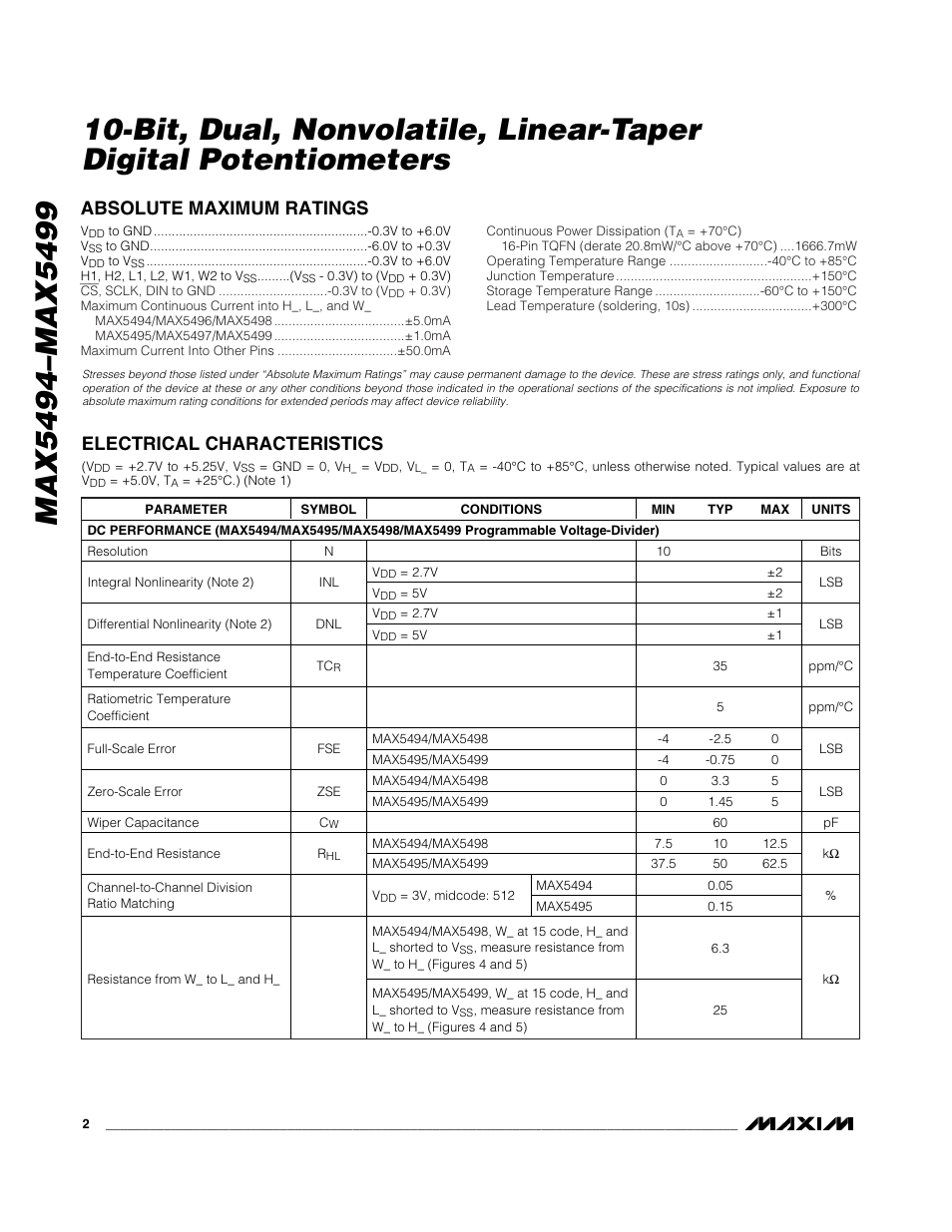 Rainbow Electronics MAX5499 User Manual | Page 2 / 20