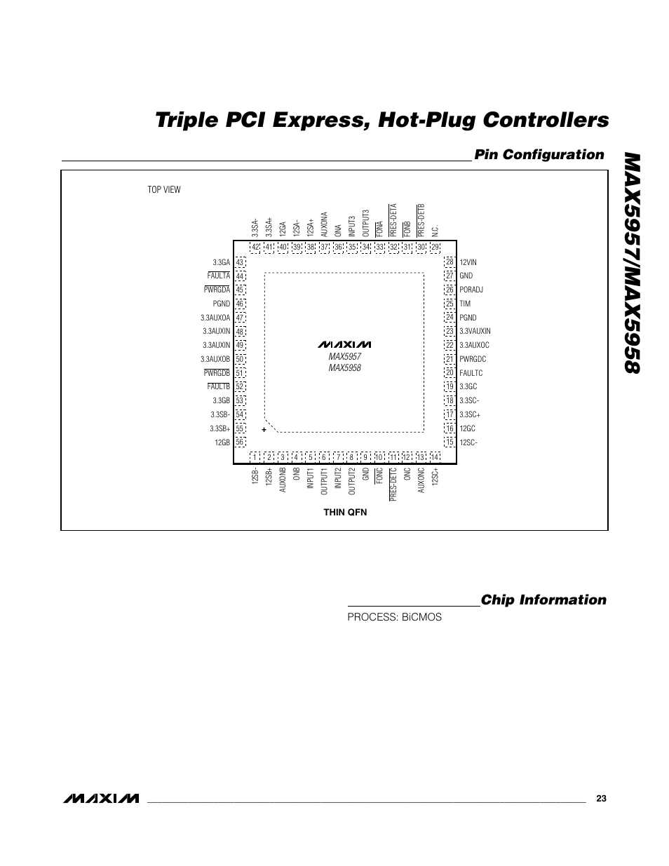 Pin configuration, Chip information | Rainbow Electronics MAX5958 User Manual | Page 23 / 25