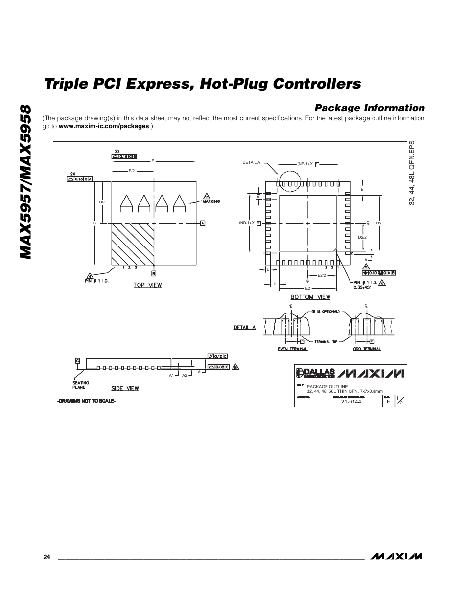 Package information | Rainbow Electronics MAX5958 User Manual | Page 24 / 25