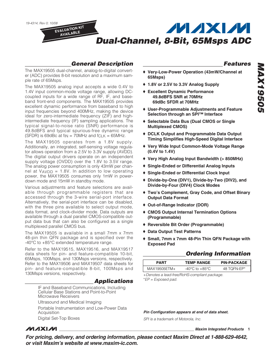 Rainbow Electronics MAX19505 User Manual | 34 pages