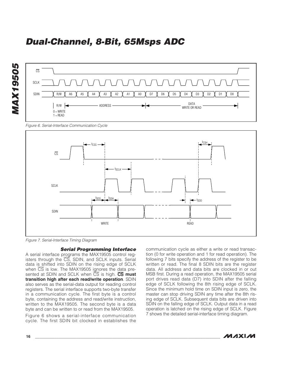 Serial programming interface | Rainbow Electronics MAX19505 User Manual | Page 16 / 34