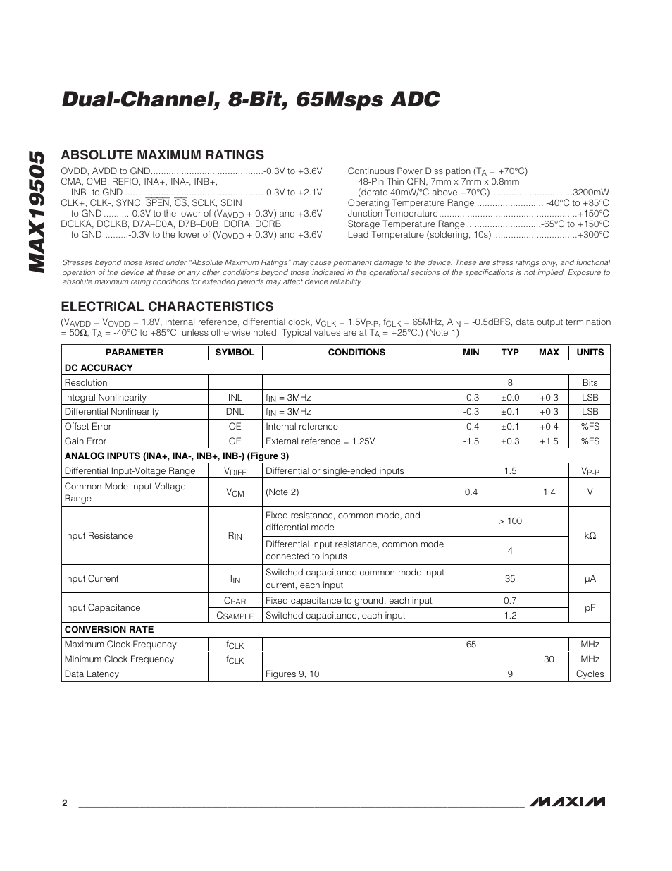 Rainbow Electronics MAX19505 User Manual | Page 2 / 34