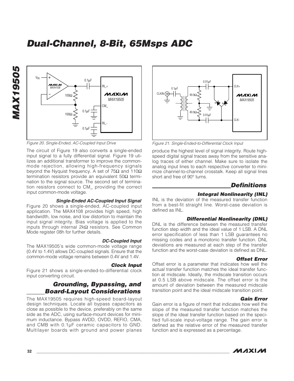 Definitions | Rainbow Electronics MAX19505 User Manual | Page 32 / 34