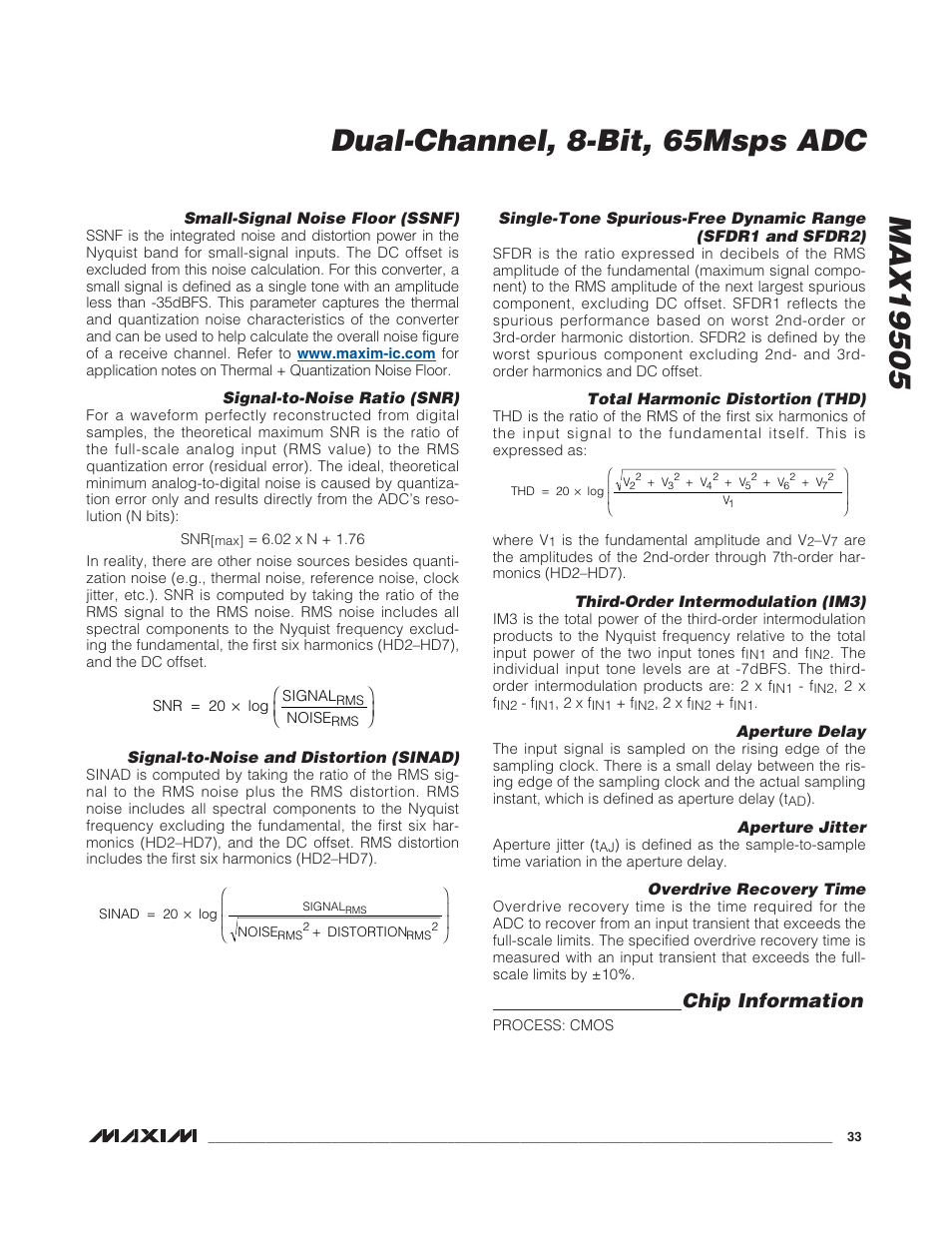 Chip information | Rainbow Electronics MAX19505 User Manual | Page 33 / 34