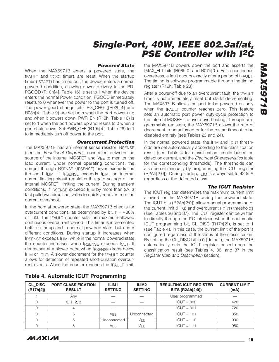 Table 4. automatic icut programming | Rainbow Electronics MAX5971B User Manual | Page 19 / 46