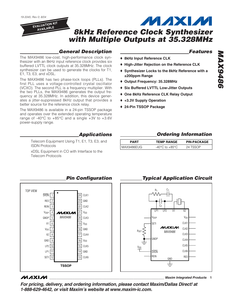 Rainbow Electronics MAX9486 User Manual | 8 pages