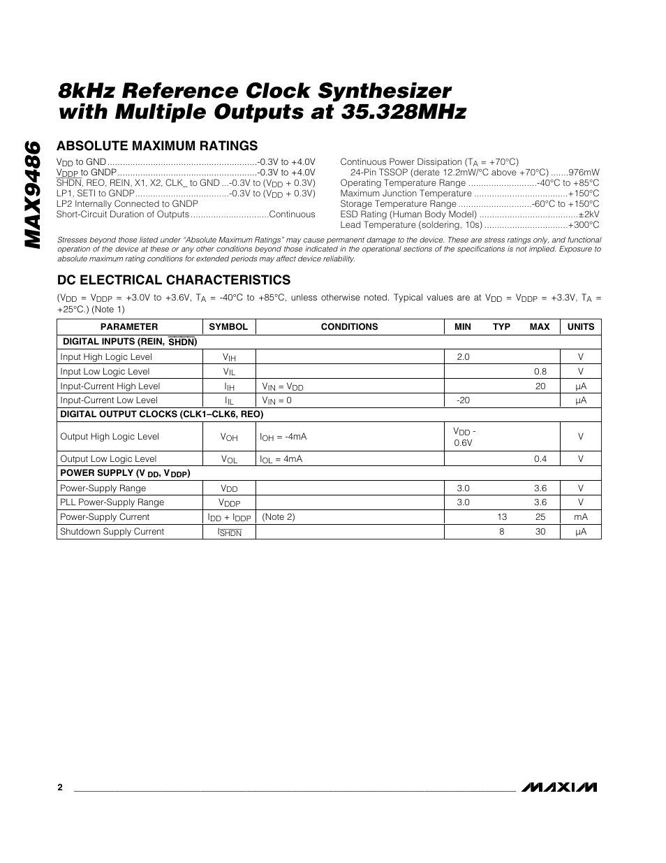 Rainbow Electronics MAX9486 User Manual | Page 2 / 8