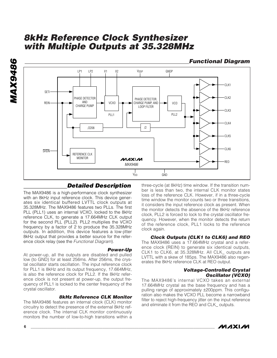Max9486, Detailed description, Functional diagram | Rainbow Electronics MAX9486 User Manual | Page 6 / 8