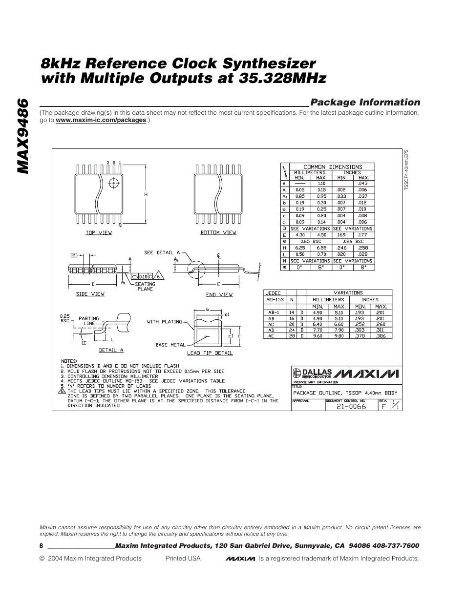 Rainbow Electronics MAX9486 User Manual | Page 8 / 8