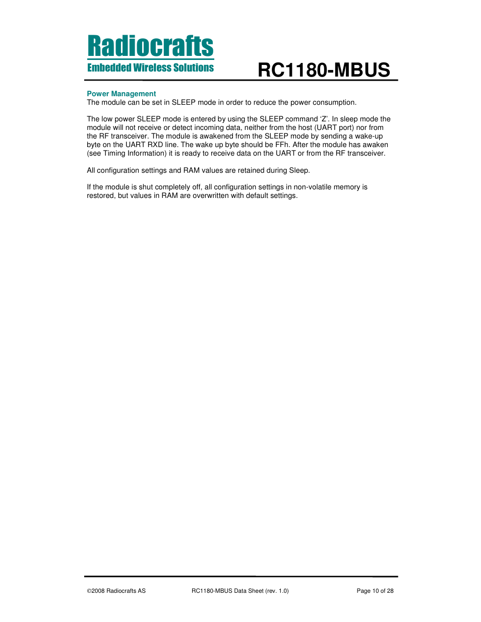 Rc1180-mbus | Rainbow Electronics RC1180-MBUS User Manual | Page 10 / 28