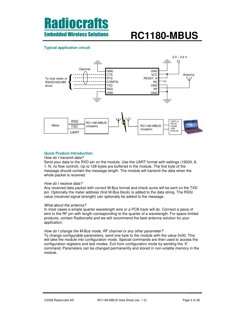 Rc1180-mbus | Rainbow Electronics RC1180-MBUS User Manual | Page 2 / 28
