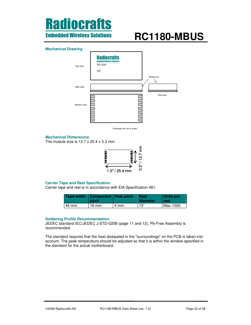 Rc1180-mbus | Rainbow Electronics RC1180-MBUS User Manual | Page 22 / 28