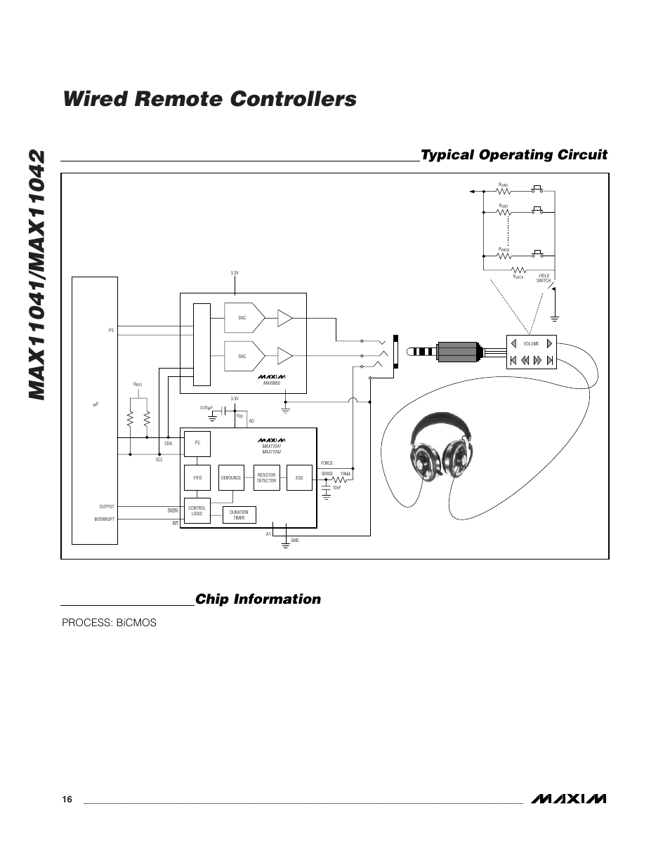 Typical operating circuit chip information, Process: bicmos | Rainbow Electronics MAX11042 User Manual | Page 16 / 18
