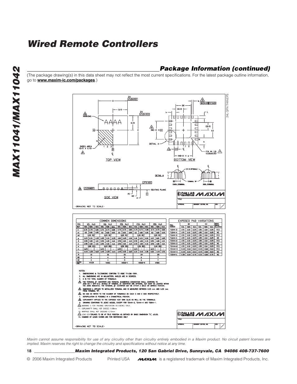 Package information (continued) | Rainbow Electronics MAX11042 User Manual | Page 18 / 18