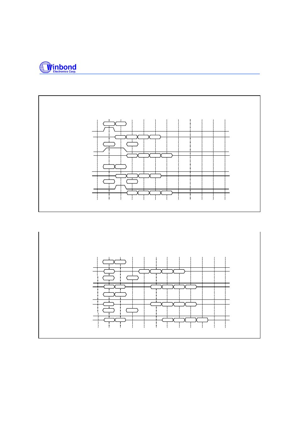 Timing chart of read to write cycle, Timing chart of write to read cycle | Rainbow Electronics W982516CH User Manual | Page 36 / 43