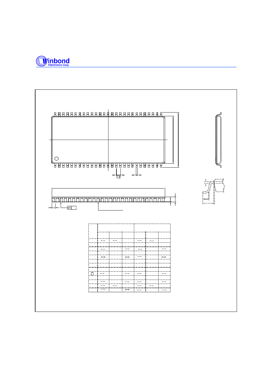 Package dimension | Rainbow Electronics W982516CH User Manual | Page 42 / 43