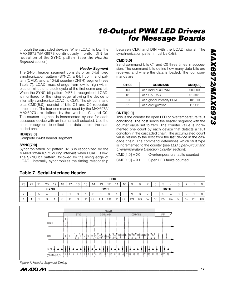 Table 7. serial-interface header | Rainbow Electronics MAX6973 User Manual | Page 17 / 23