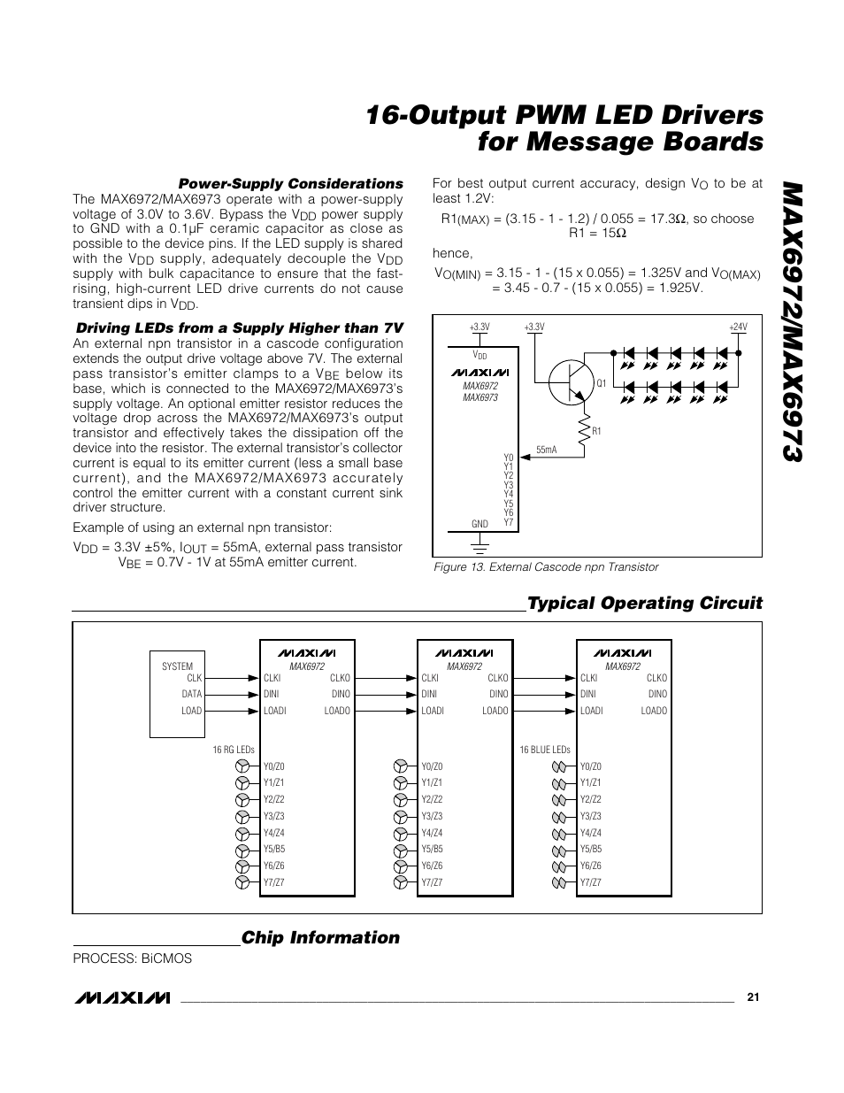 Typical operating circuit chip information | Rainbow Electronics MAX6973 User Manual | Page 21 / 23