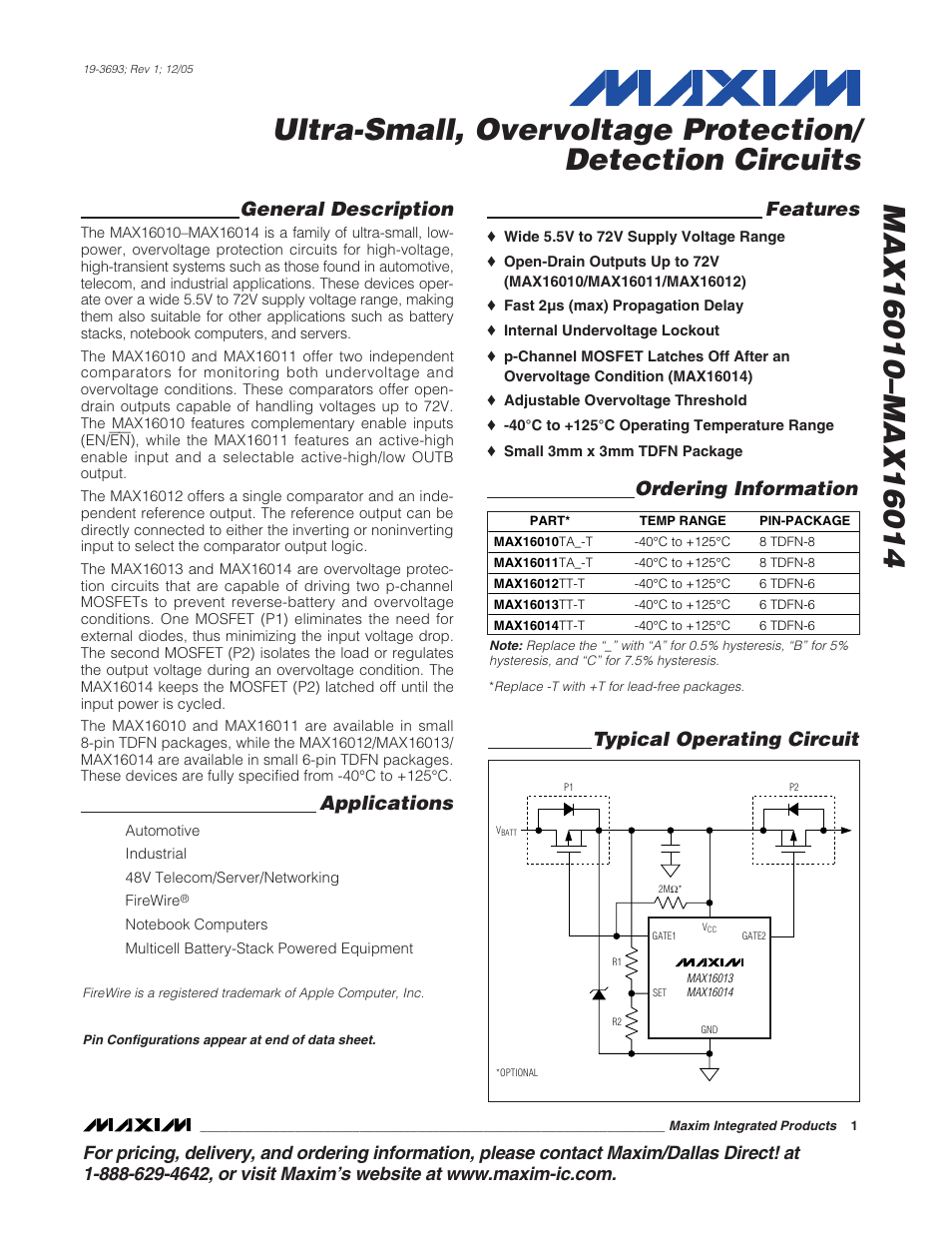 Rainbow Electronics MAX16014 User Manual | 12 pages