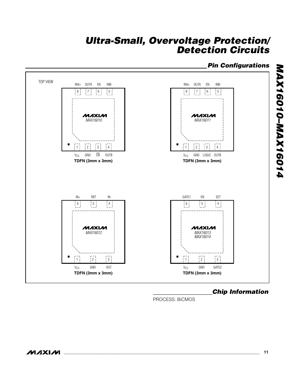 Chip information, Pin configurations | Rainbow Electronics MAX16014 User Manual | Page 11 / 12