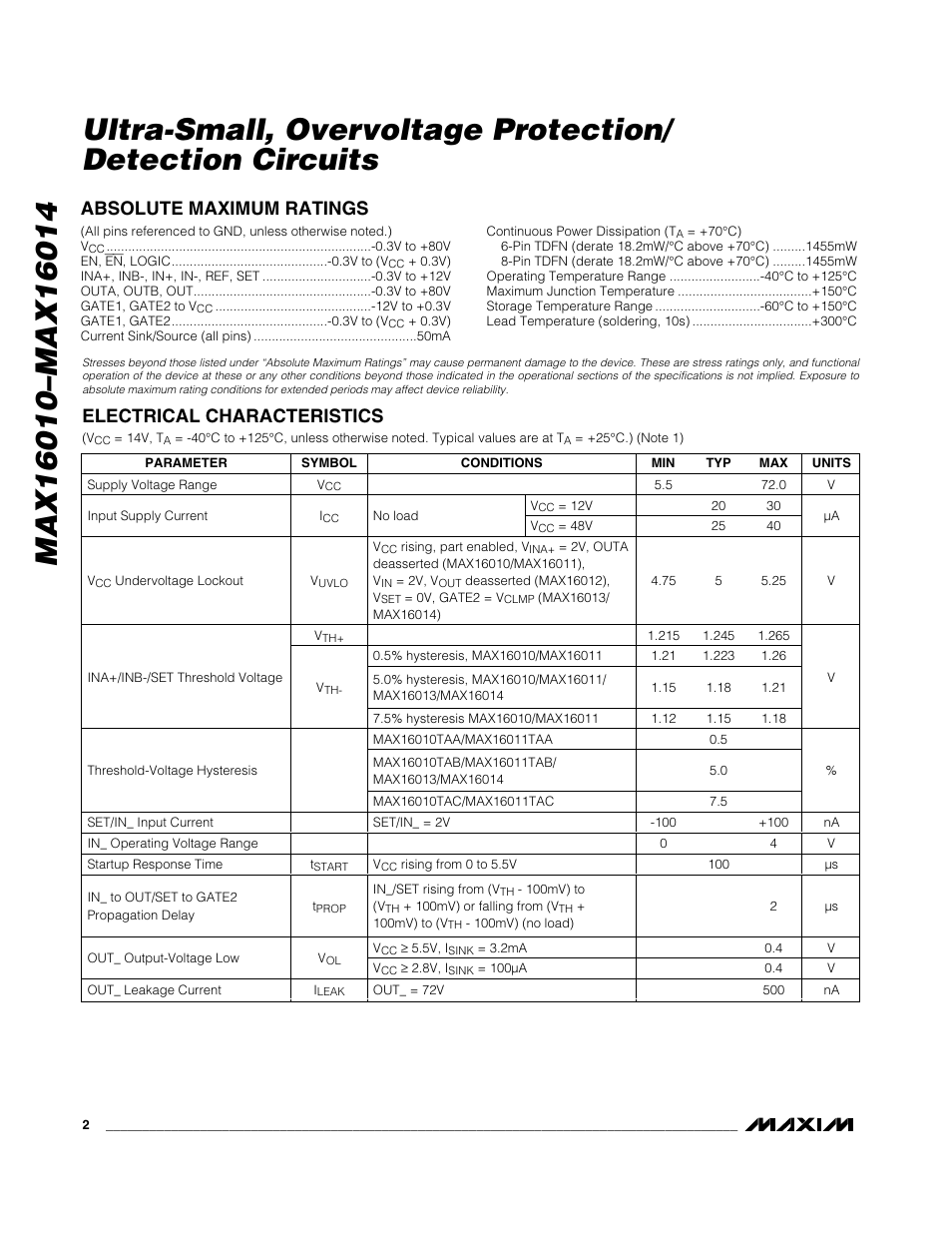 Rainbow Electronics MAX16014 User Manual | Page 2 / 12