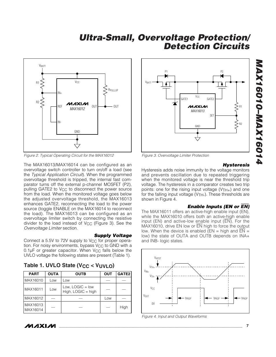 Table 1. uvlo state (v, Uvlo | Rainbow Electronics MAX16014 User Manual | Page 7 / 12