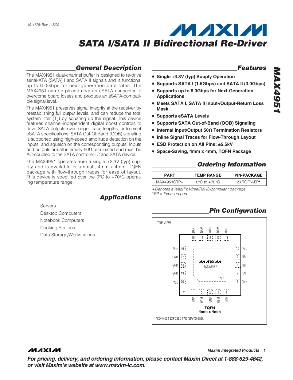 Rainbow Electronics MAX4951 User Manual | 9 pages